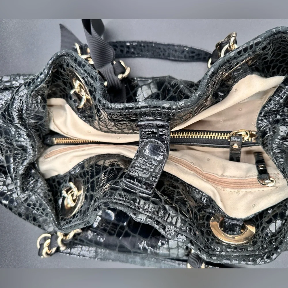 Katie Spade ♠️ SALE!! Black Croc Pattern Bag size large slouchy and soft!! - Picture 9 of 15